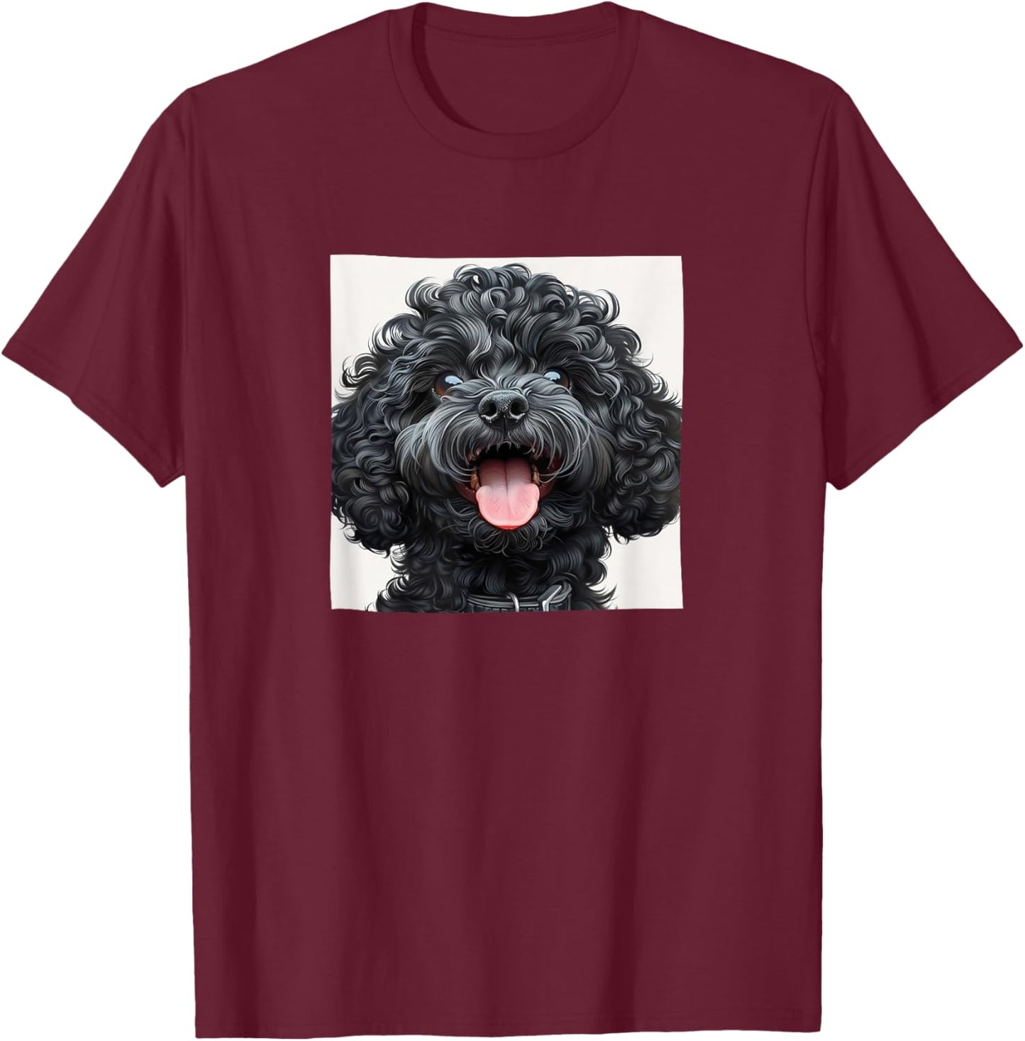 Black Poodle Puppy Laughing Graphic T-Shirt - T-Shirt | Maroon