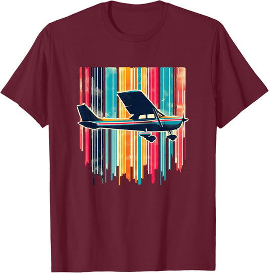 C-172 Skyhawk Vintage C172 Airplane Retro Colorful Pilot T-Shirt - T-Shirt | Maroon