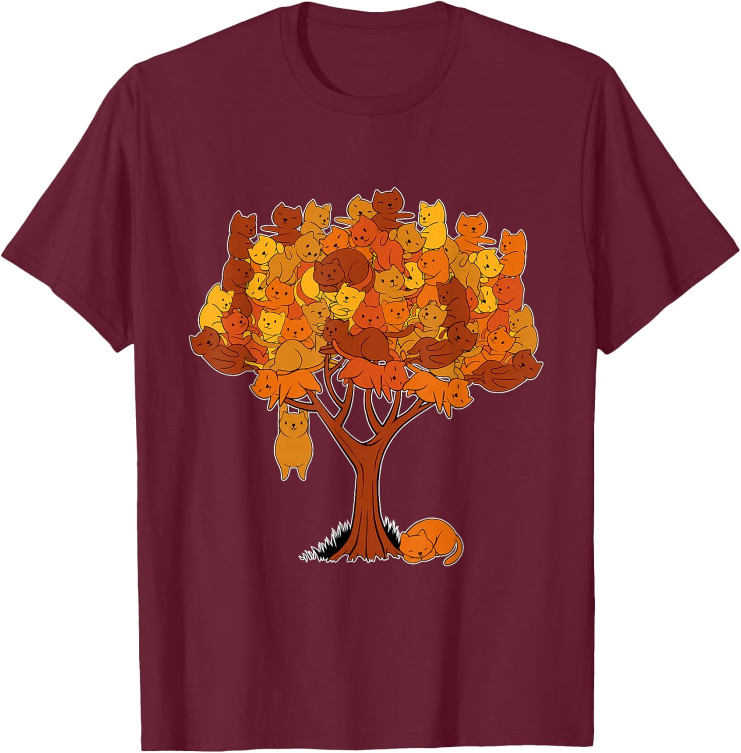 Cat Tree Kitten Funny Animal Plant Pet Lover Gardener Men Women Girls Kids T-Shirt - T-Shirt | Maroon