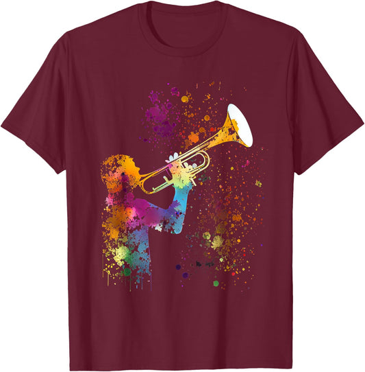 Trumpet Colorful Musician Trumpet Gift Trumpets T-Shirt - T-Shirt | Maroon