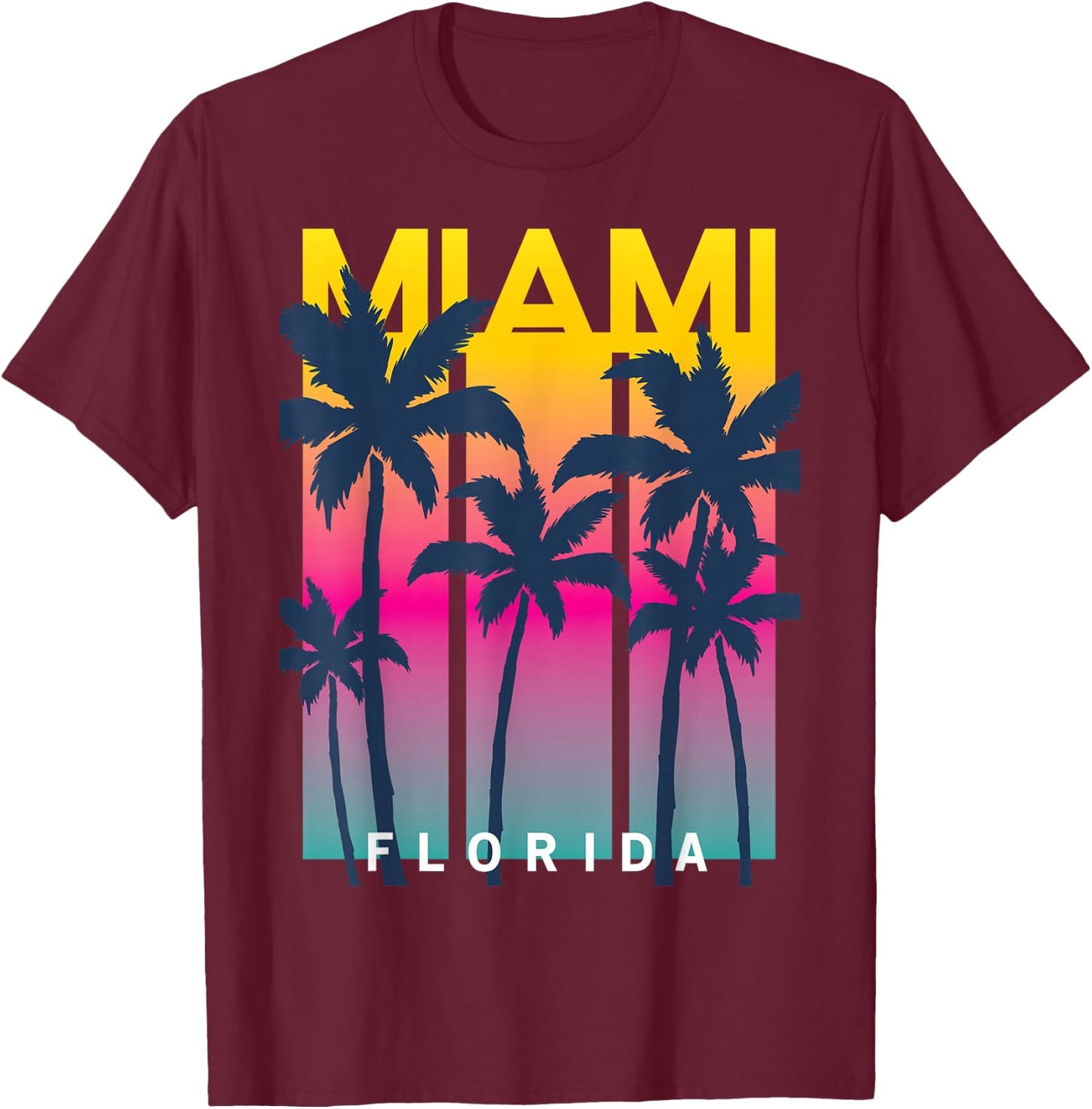 Cool Miami Florida Graphic Design , I Love Miami, Miami T-Shirt - T-Shirt | Maroon