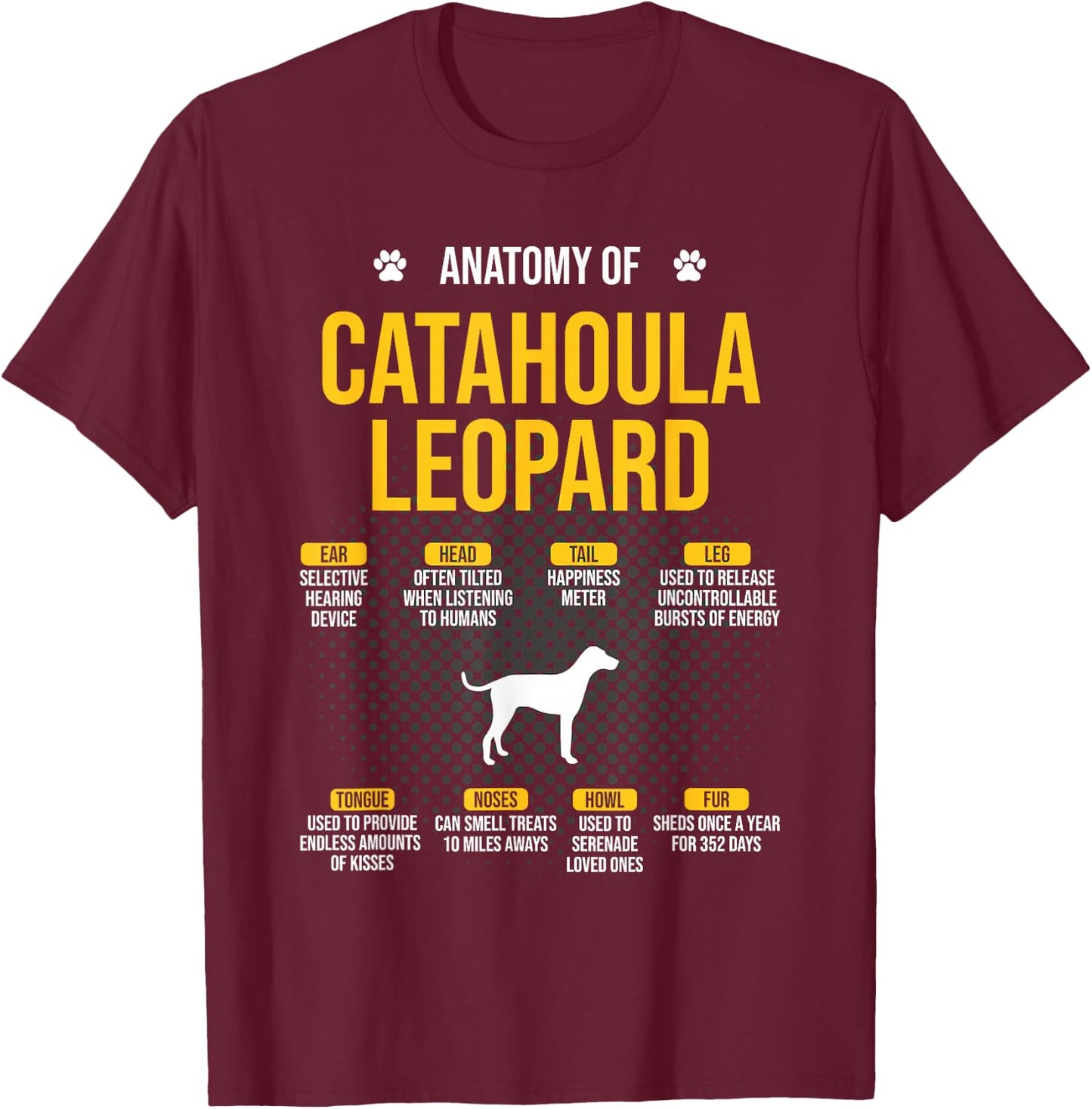 Anatomy Of Catahoula Leopard Dog Lover T-Shirt - T-Shirt | Maroon