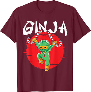 Ginja Ninja Ninjabread Man Gingerbread Ninja Ugly Christmas T-Shirt - T-Shirt | Maroon