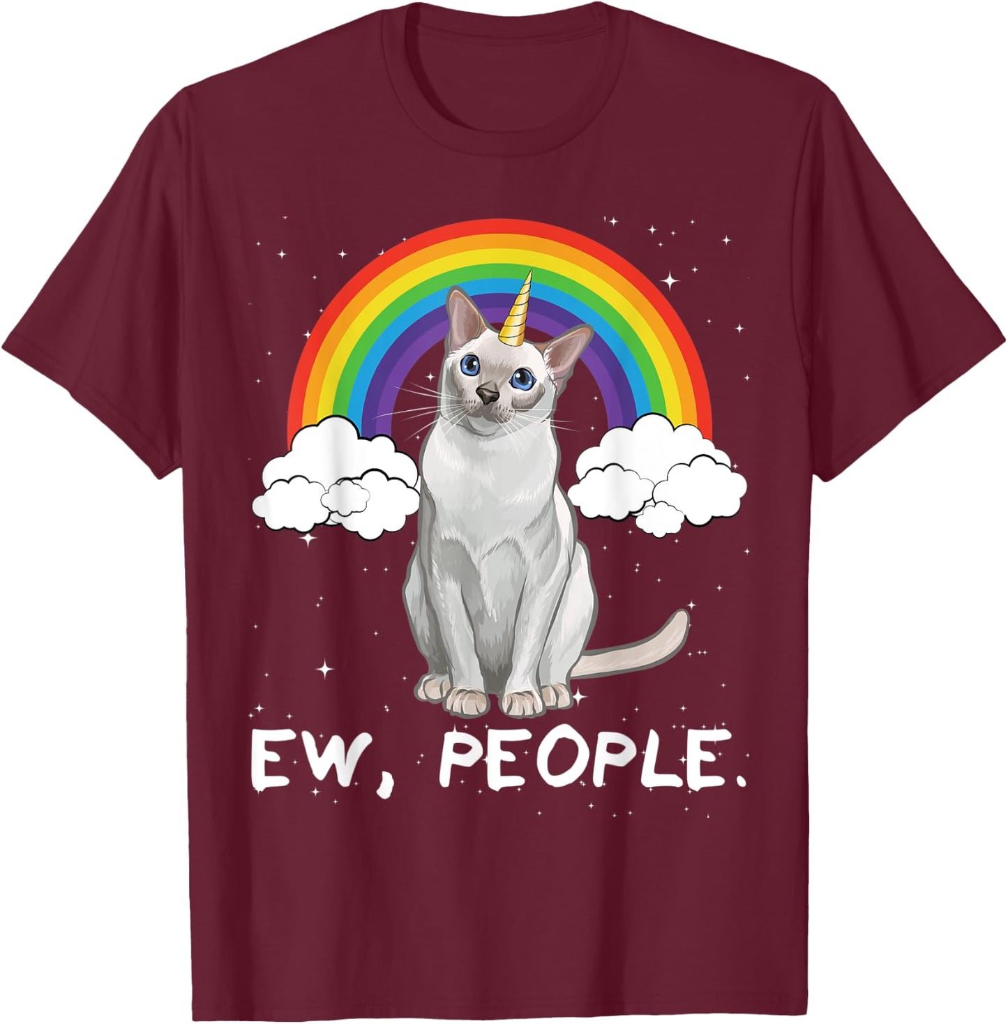 Rainbow Tonkinese Ew People Unicorn Cat Women Kids T-Shirt - T-Shirt | Maroon