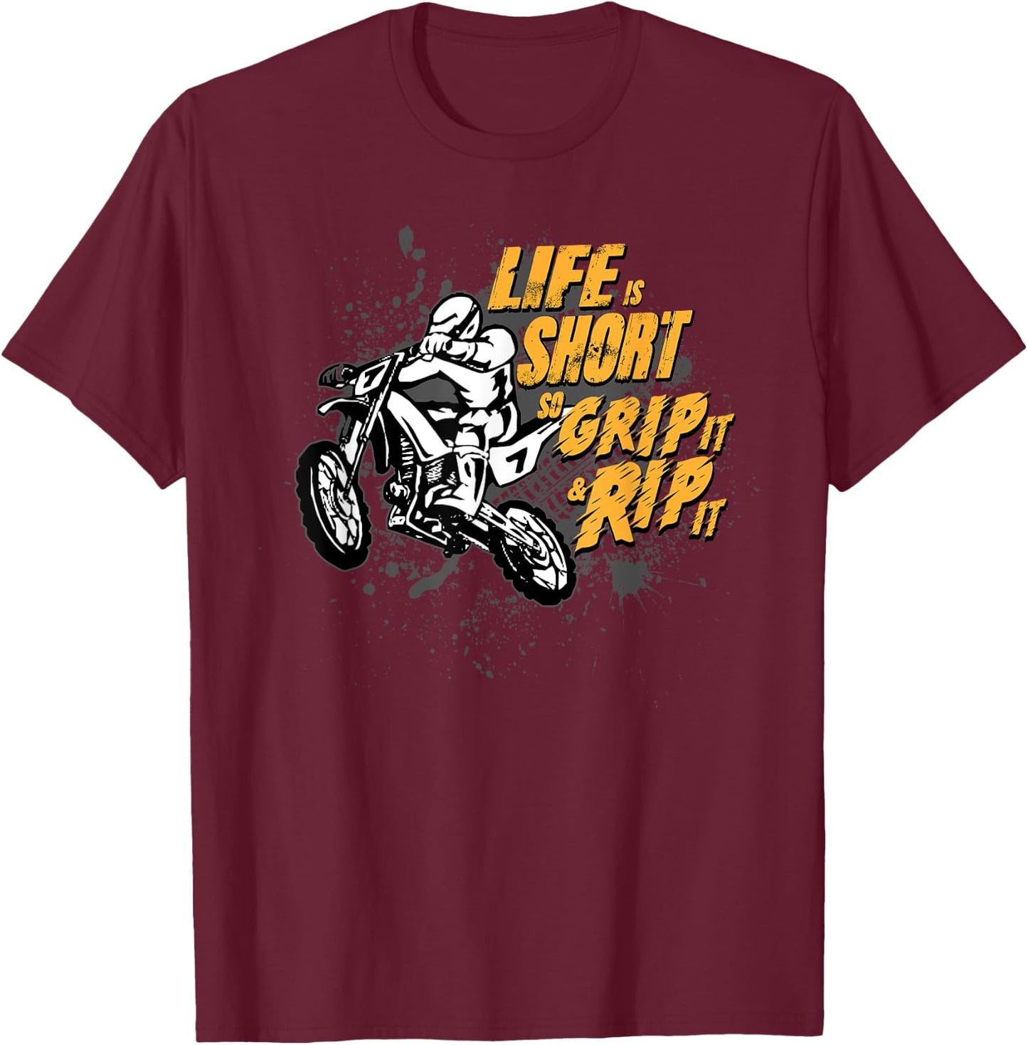 Grip It and Rip It MX Motocross Dirt Bike Rider Gifts T-Shirt - T-Shirt | Maroon