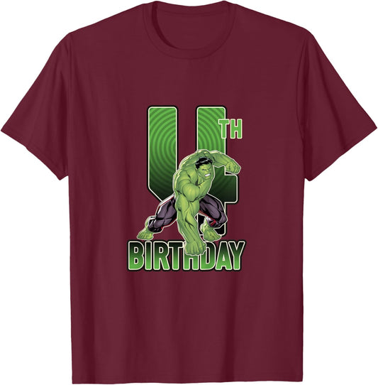 Kids Marvel Avengers Classic Incredible Hulk Smash 4th Birthday T-Shirt - T-Shirt | Maroon