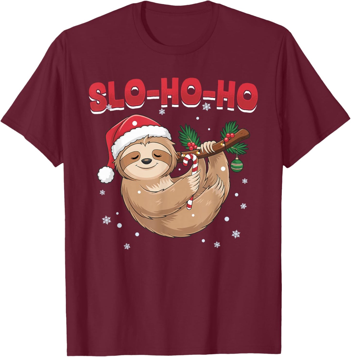 Sloth Christmas Animal Slo-Ho-Ho T-Shirt - T-Shirt | Maroon