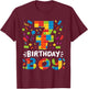 Kids 7 Years Old Building Blocks Builder 7th Birthday Boys T-Shirt - T-Shirt | Maroon