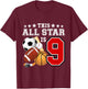 Kids 9 Year Old Sports Star Birthday Party All Sport 9th Gift T-Shirt - T-Shirt | Maroon