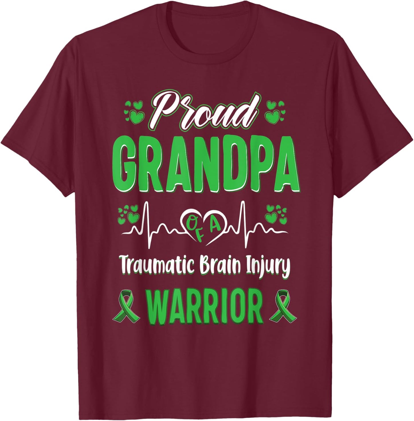 proud Grandpa Traumatic Brain Injury warrior awareness T-Shirt - T-Shirt | Maroon