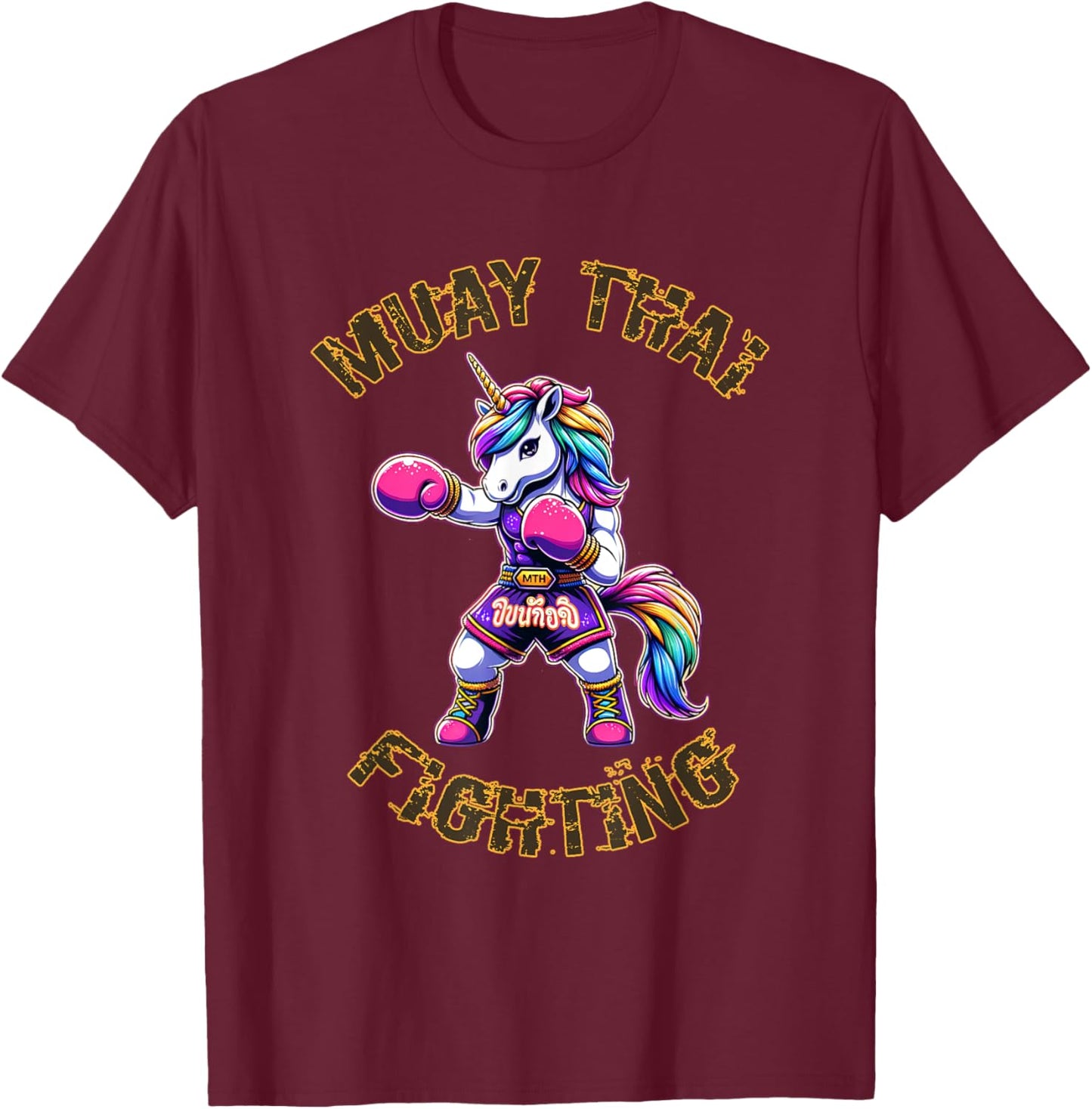 Muay Thai Unicorn - Unicorn Kickboxing Thai Boxing T-Shirt - T-Shirt | Maroon