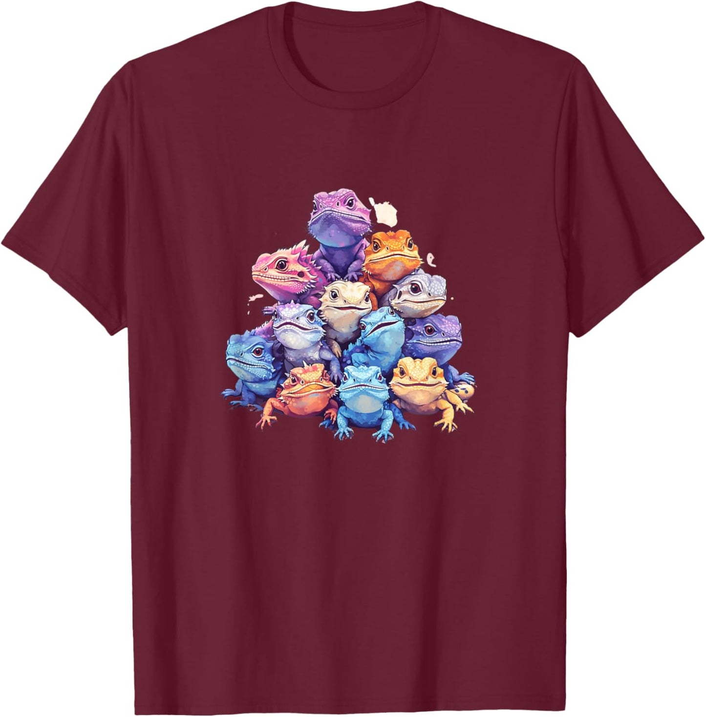 Cute Kawaii Pastel Bearded Dragon Lizard Boys Girls Kids T-Shirt - T-Shirt | Maroon