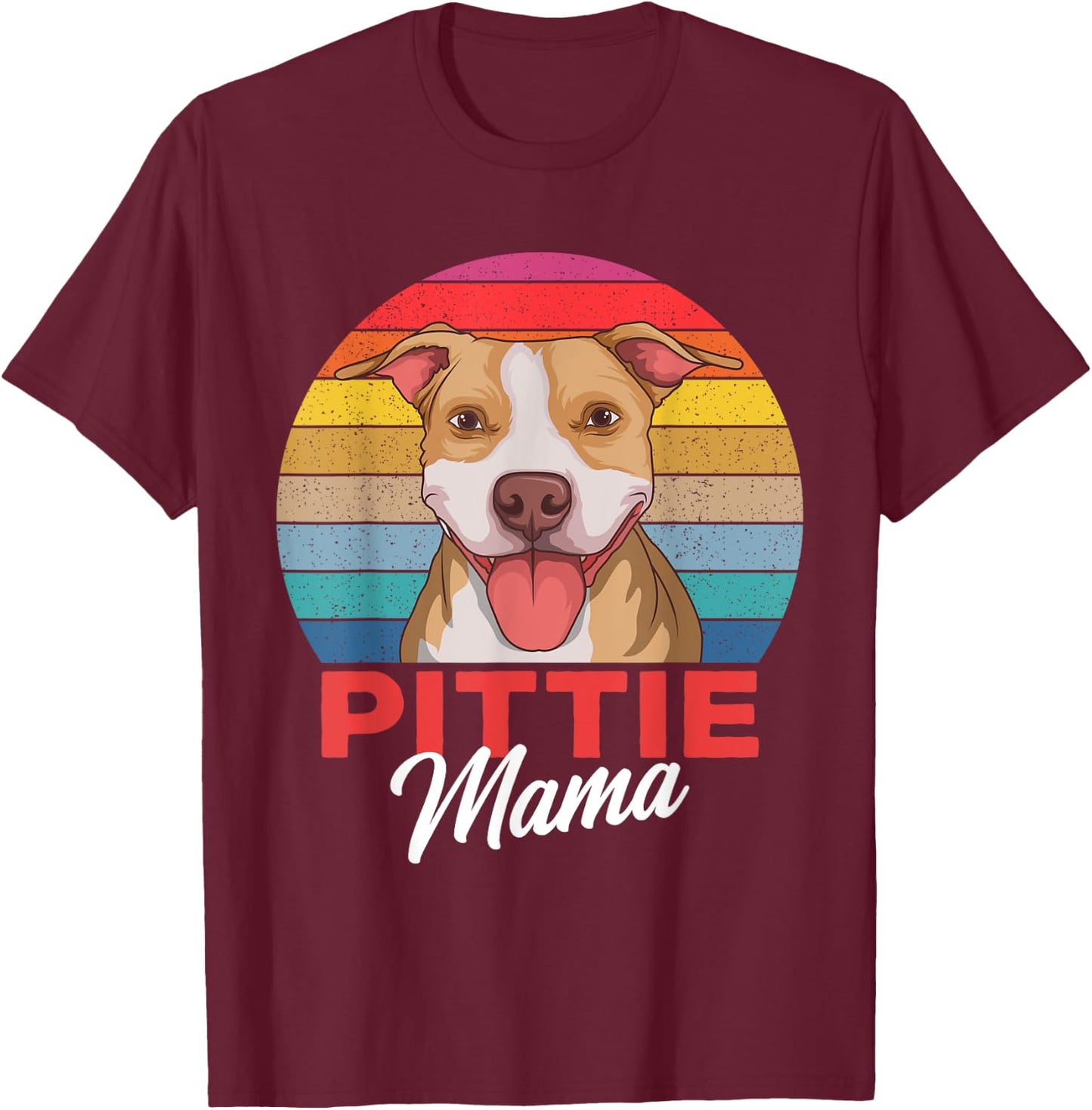 Pittie Mama Pitbull Dog Mom T-Shirt - T-Shirt | Maroon