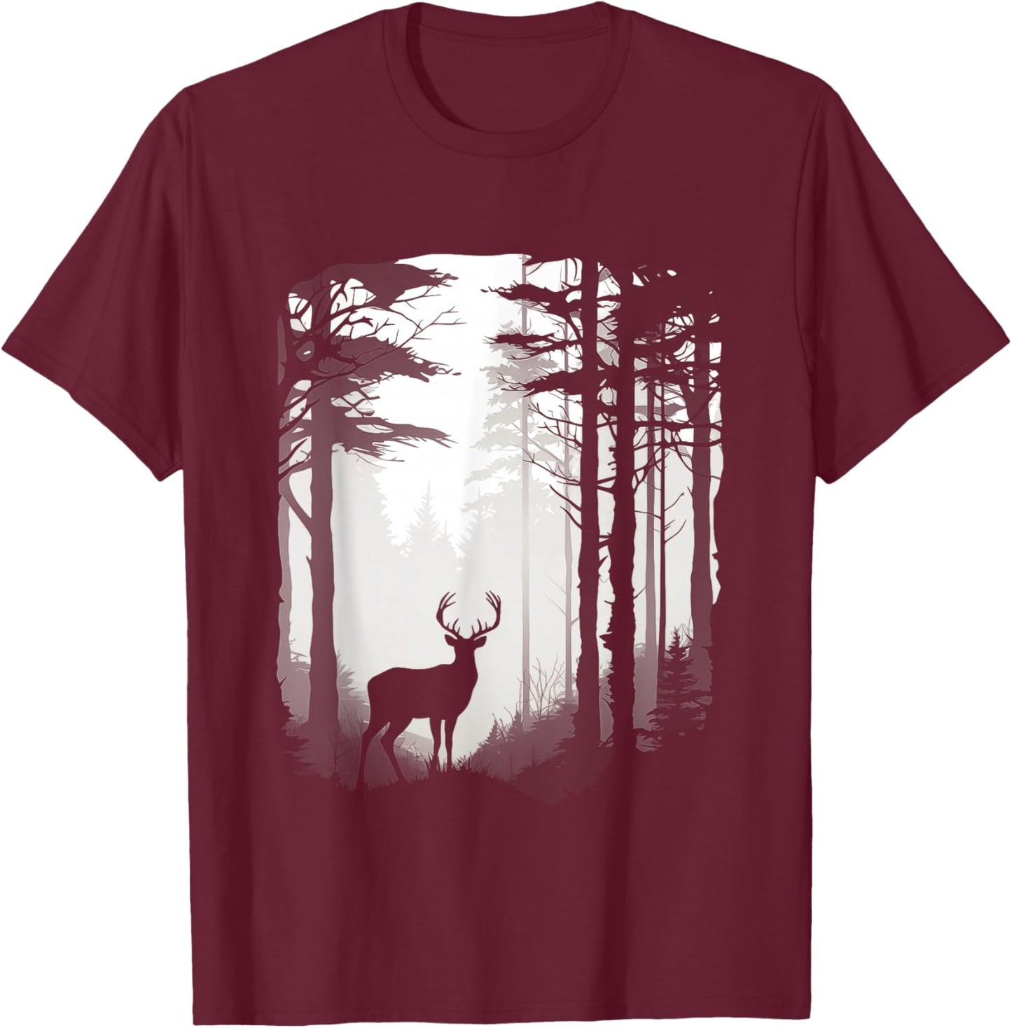 Deer Forest Wildlife T-Shirt - T-Shirt | Maroon