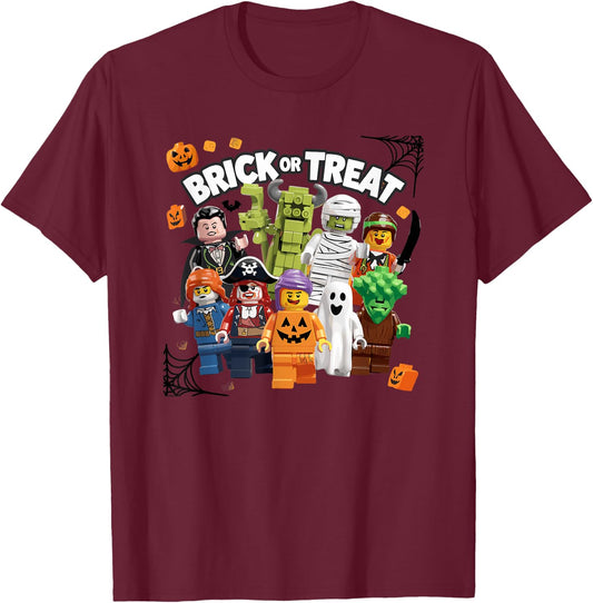 Building Bricks Halloween Brick Or Treat Costume Monsters T-Shirt - T-Shirt | Maroon
