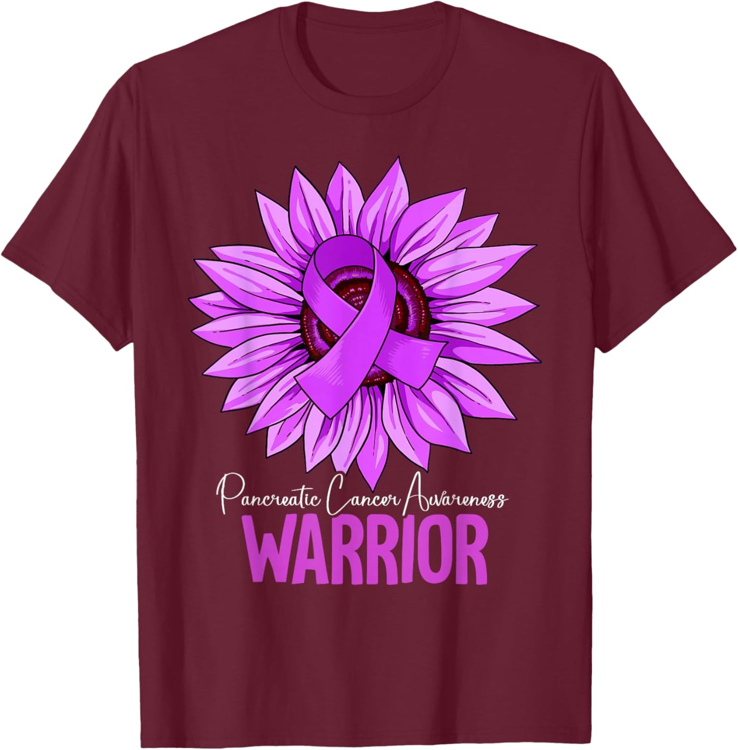 Warrior Pancreatic Cancer Awareness T-Shirt - T-Shirt | Maroon