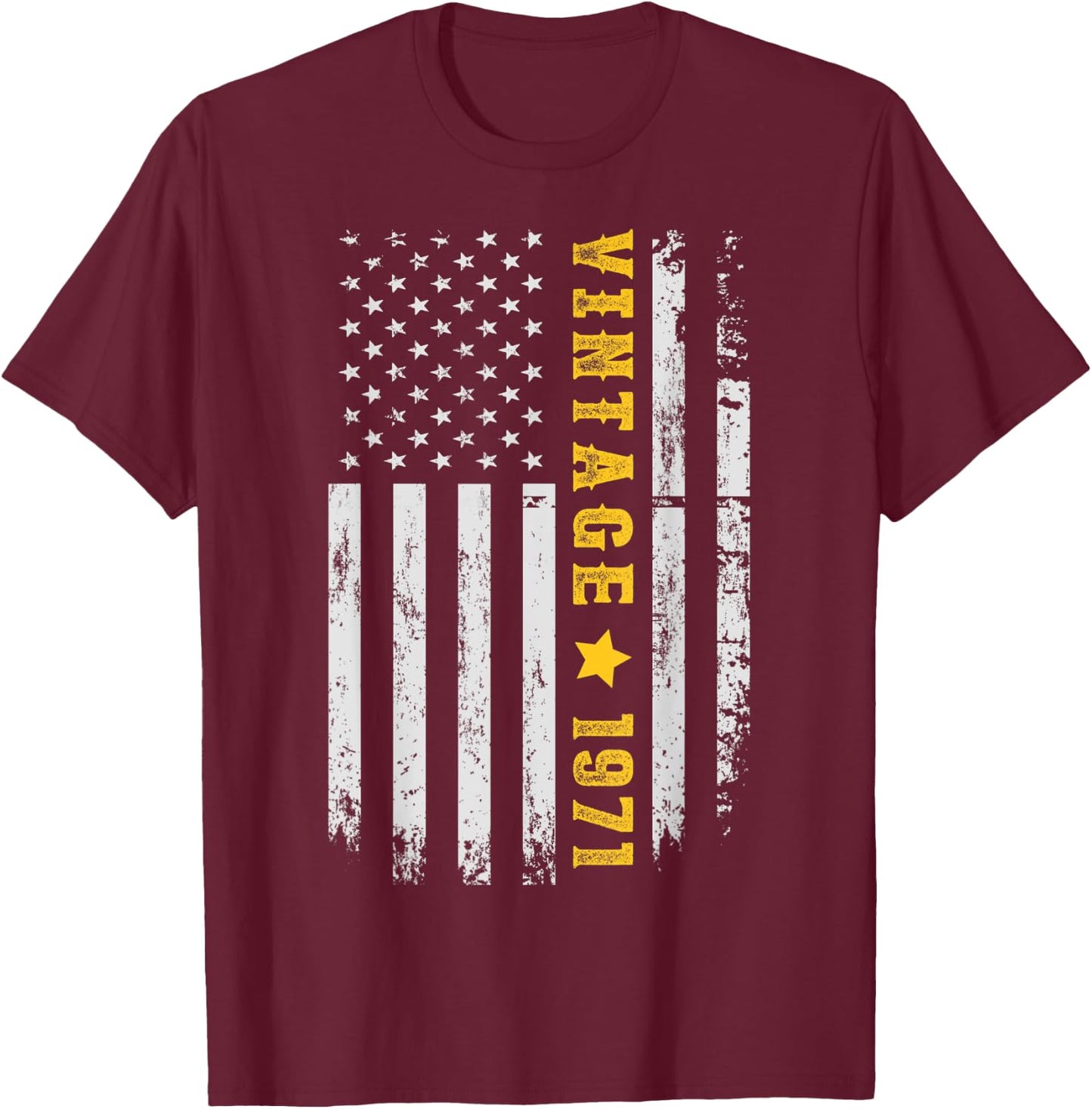 Vintage 1971 American Flag 50th Birthday Awesome Since 1971 T-Shirt - T-Shirt | Maroon