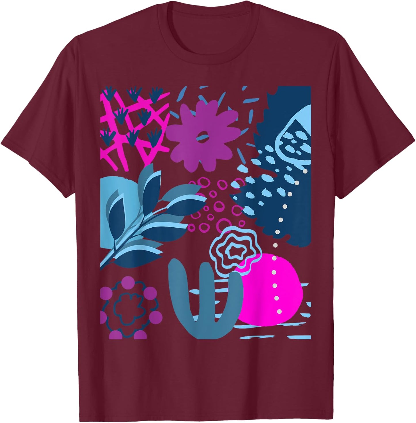 Colorful Flowers Design Shirt - GIFT T-Shirt - T-Shirt | Maroon