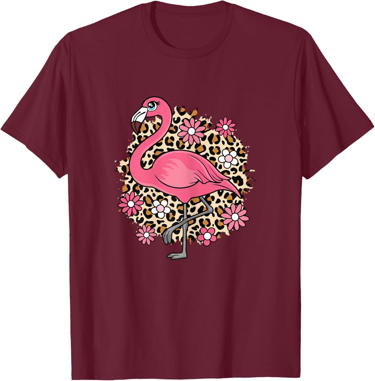 Cute Flamingo Lover Women Girls Kids T-Shirt - T-Shirt | Maroon