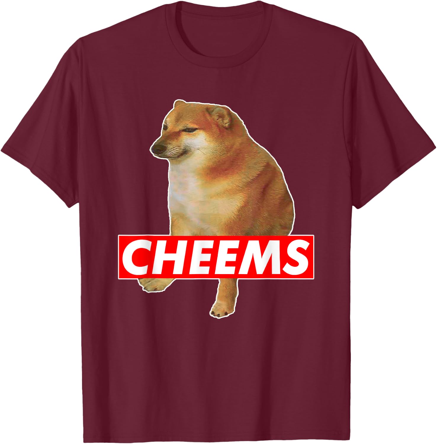 Cheems Ironic Doge Meme T-Shirt - T-Shirt | Maroon