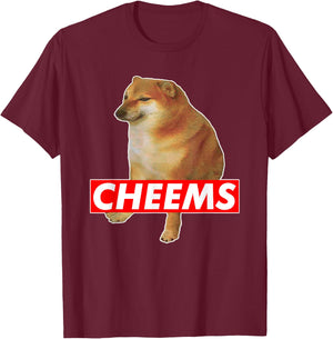 Cheems Ironic Doge Meme T-Shirt - T-Shirt | Maroon