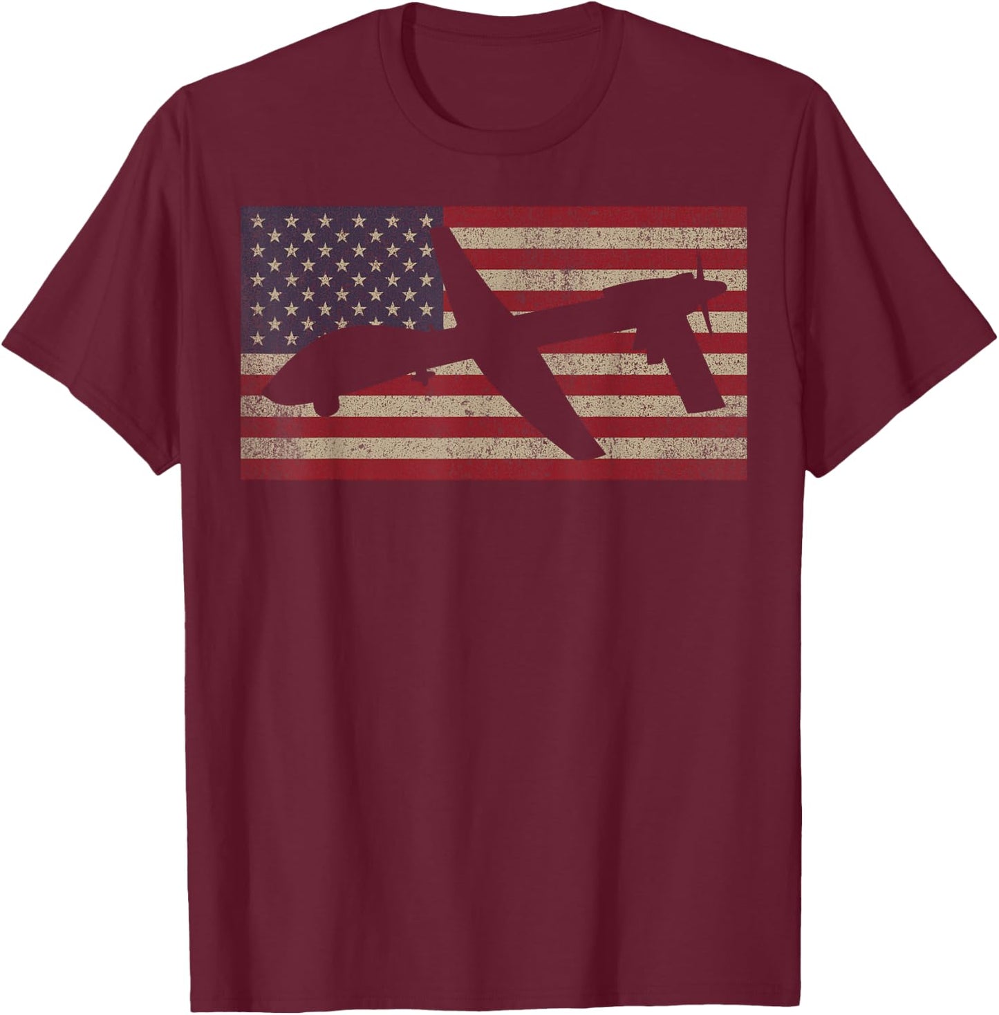 MQ-1C Gray Eagle Combat UAV Drone USA Flag Gift Women Kids Men T-Shirt - T-Shirt | Maroon