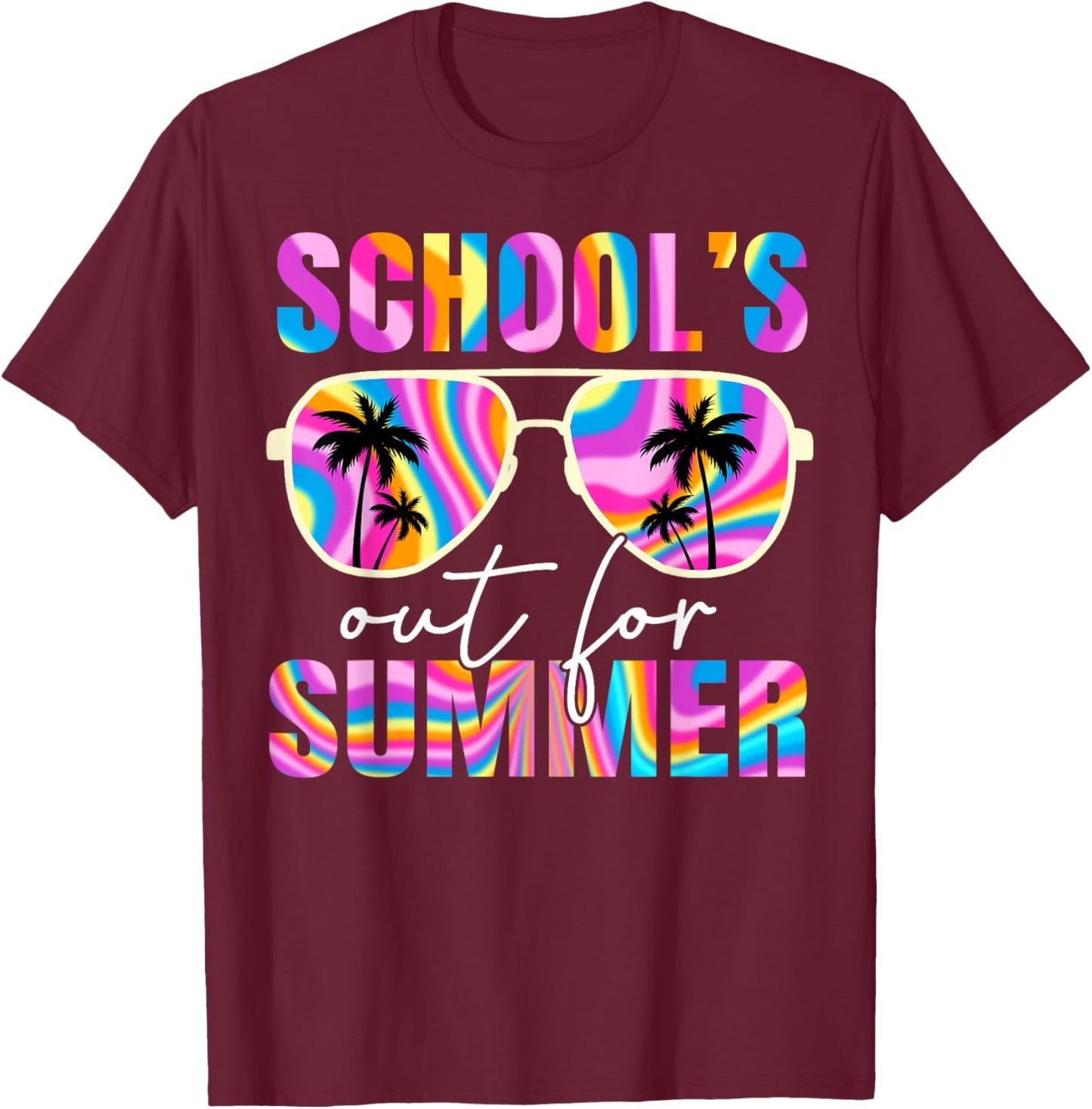 School's Out for Summer Tie Dye Teacher Boy Girl Last Day T-Shirt - T-Shirt | Maroon