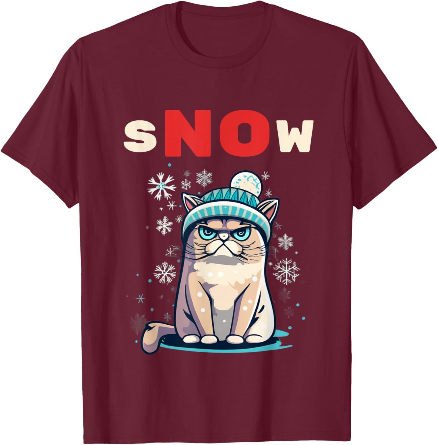 Snow Hater I Don't Do Winter Always Freezing Cat Hate Cold T-Shirt - T-Shirt | Maroon