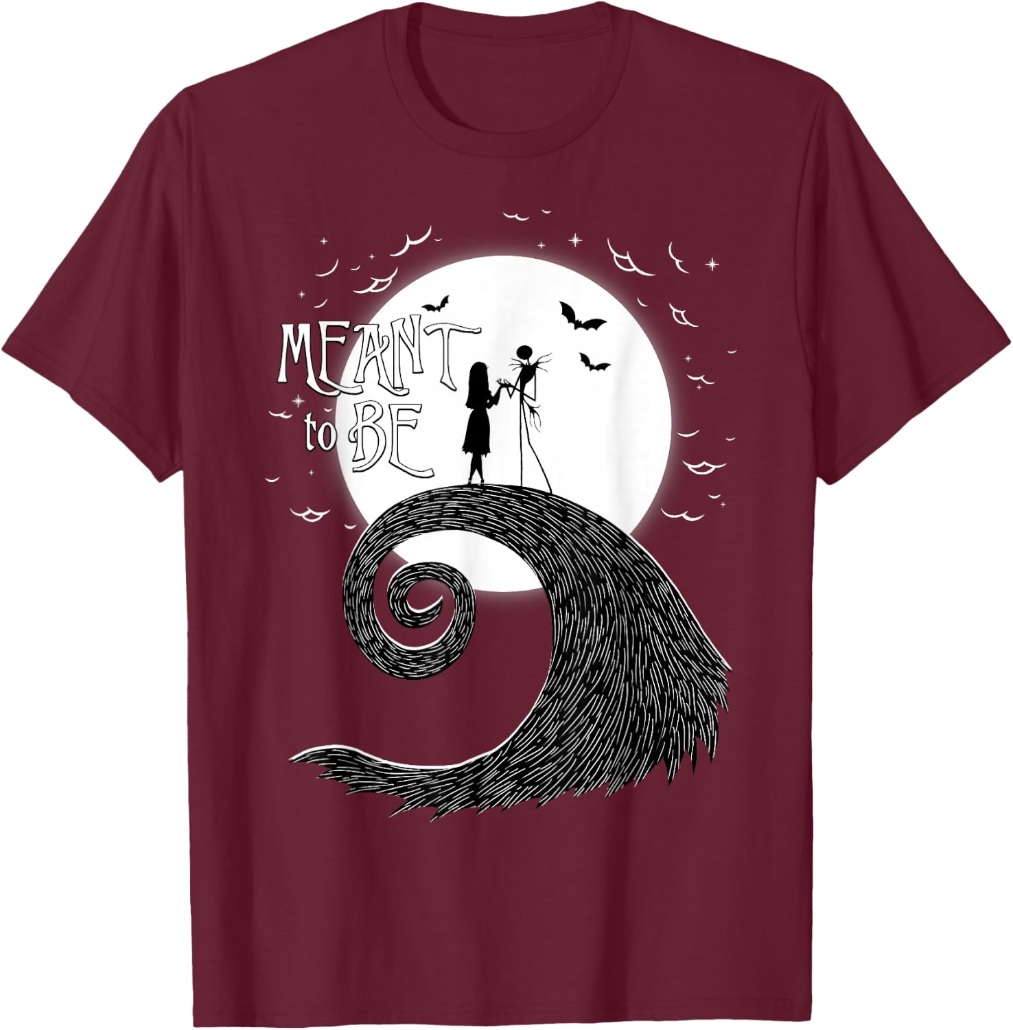 Disney The Nightmare Before Christmas Jack and Sally T-Shirt - T-Shirt | Maroon