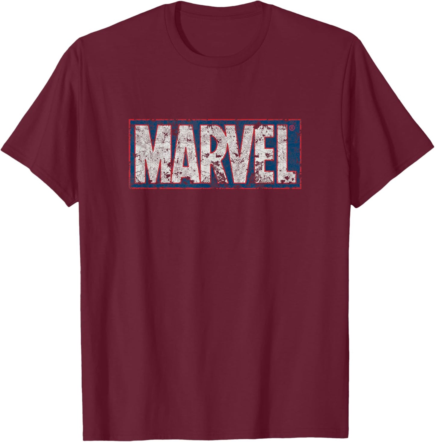 Marvel Comics Classic Blue & Red Distressed Vintage Logo T-Shirt - T-Shirt | Maroon