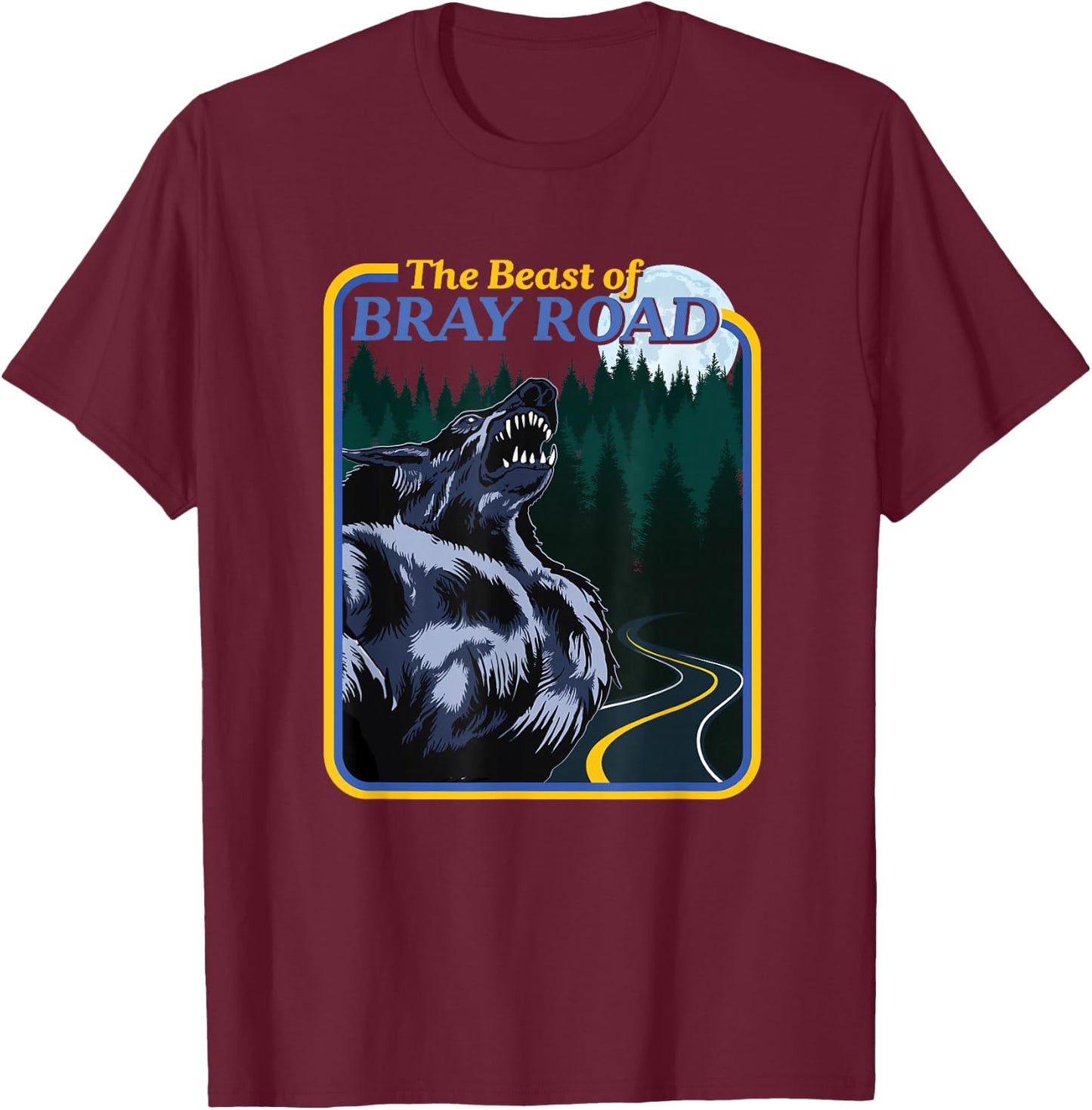 National Introvert Society Retro Wisconsin Dogman Cryptid - Black, Small T-Shirt - T-Shirt | Maroon
