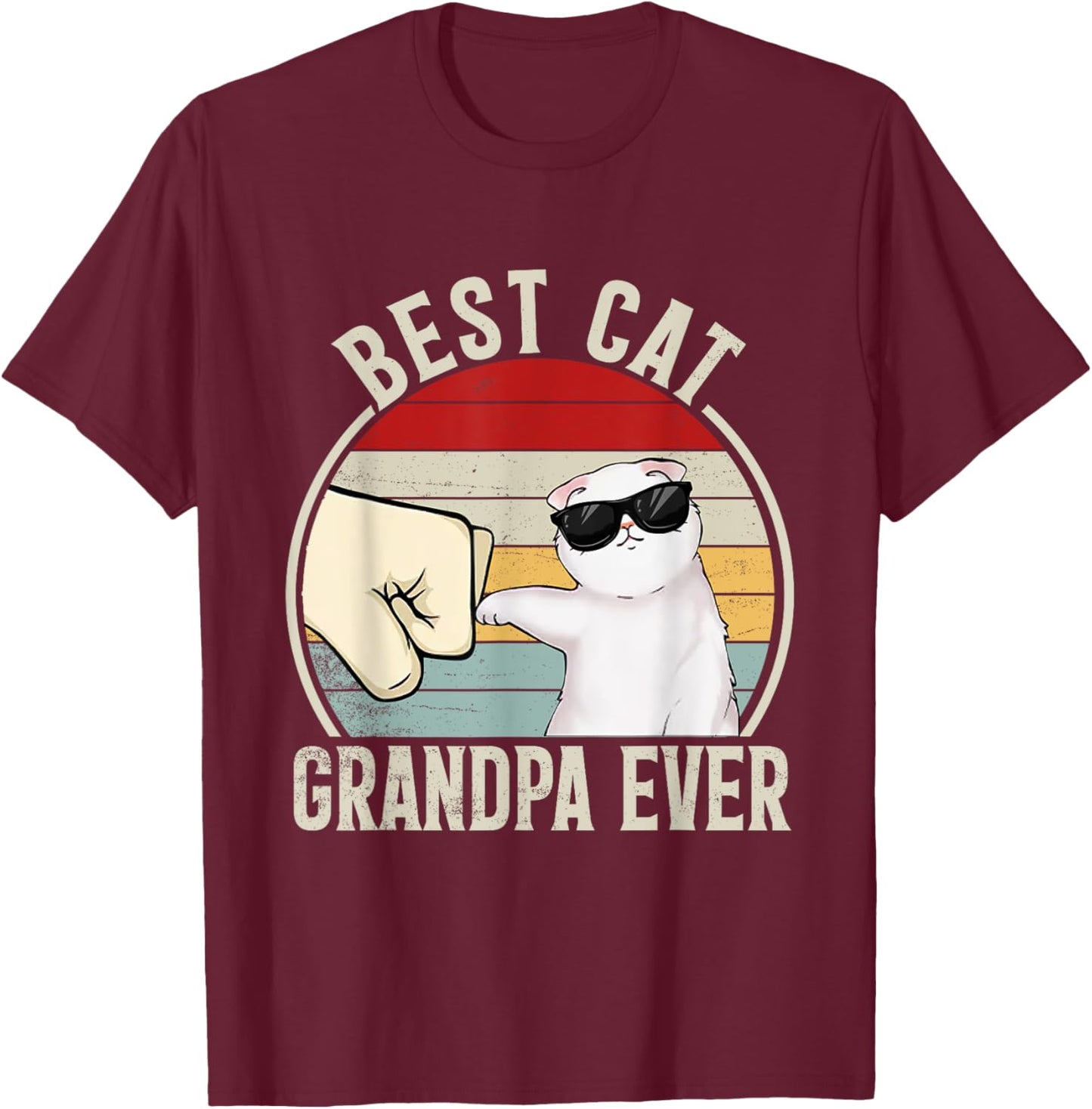 Retro Best Cat Grandpa Ever Funny Fist Bump Granddad Women T-Shirt - T-Shirt | Maroon