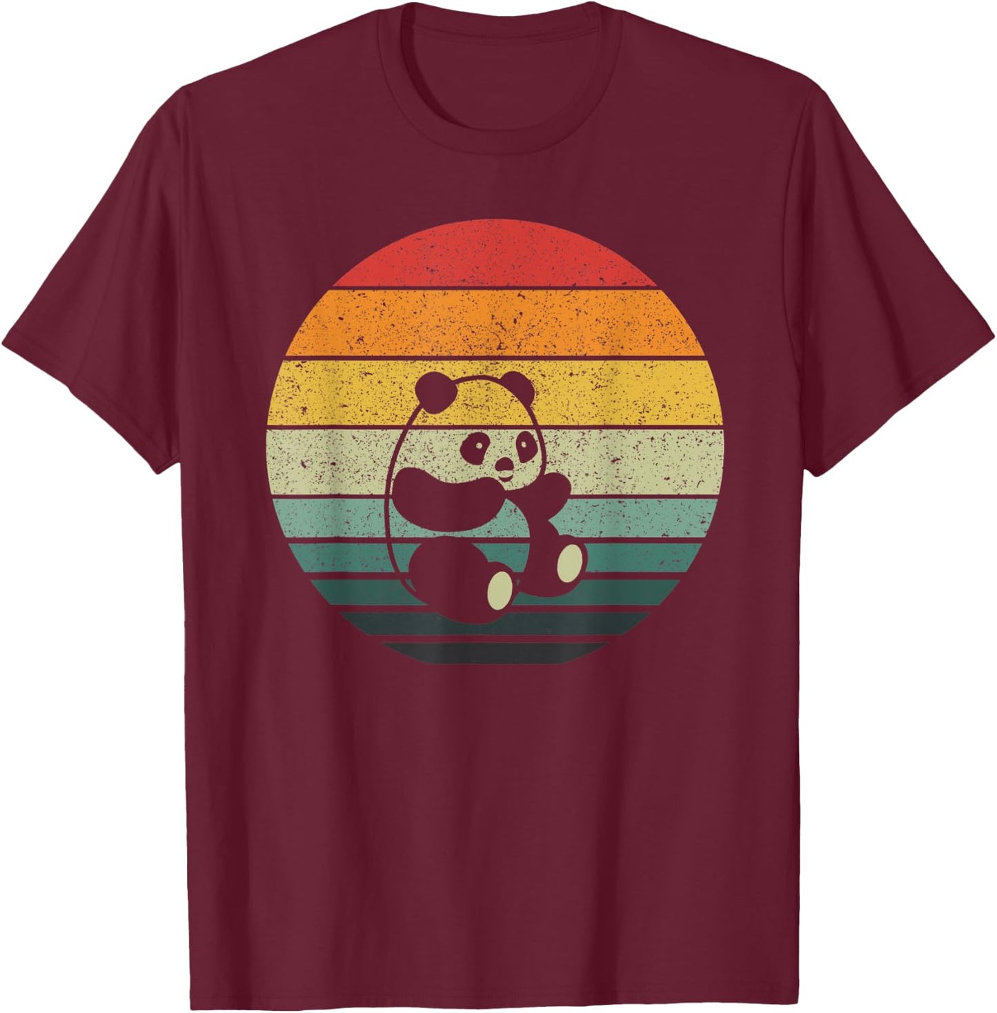 Panda Vintage Retro Sunset 60s 70s style T-Shirt - T-Shirt | Maroon