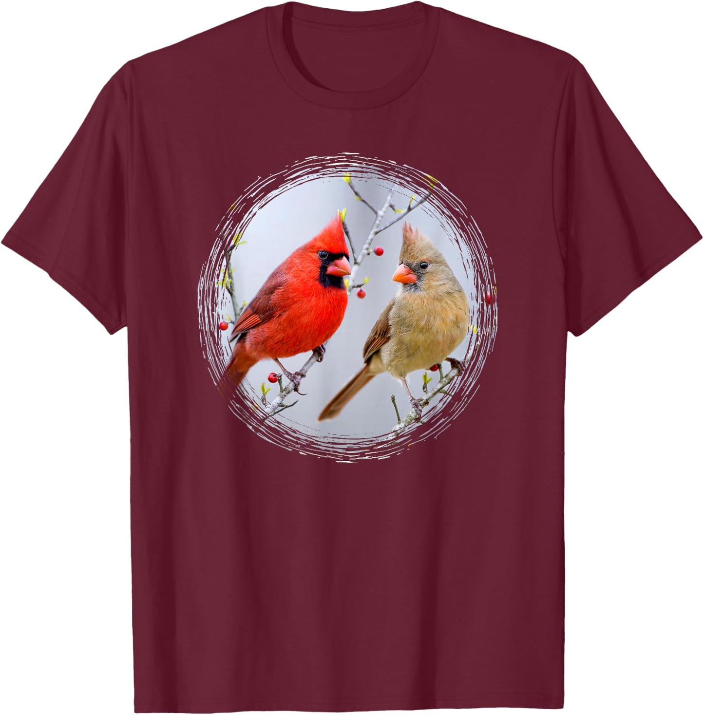 Red Cardinals Birds Birdwatching Bird Nerds Lovers Nature T-Shirt - T-Shirt | Maroon