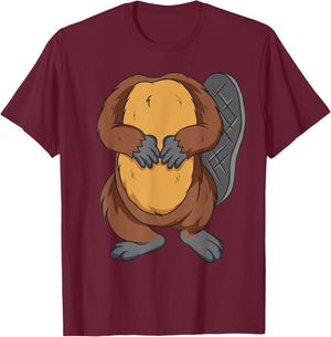 Funny Beaver Body Headless Halloween Easy Costume Outfit T-Shirt - T-Shirt | Maroon
