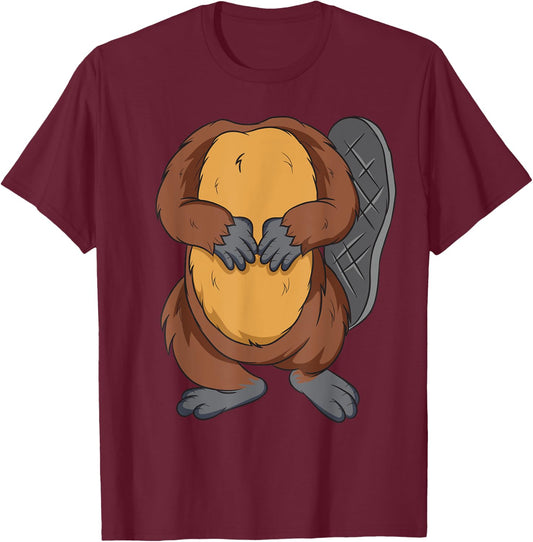 Funny Beaver Body Headless Halloween Easy Costume Outfit T-Shirt - T-Shirt | Maroon
