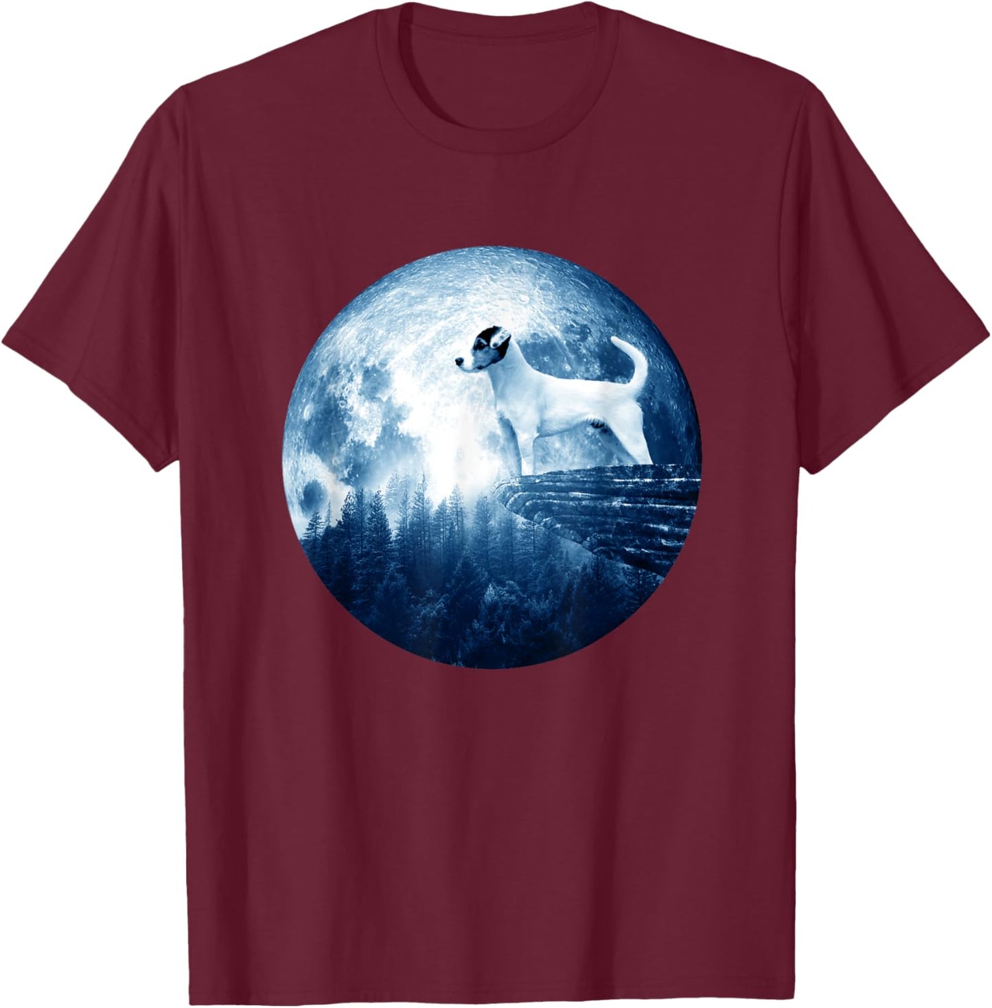 Parson Russell Terrier Dog Moon Dog Mom Dad Dog Lovers T-Shirt - T-Shirt | Maroon