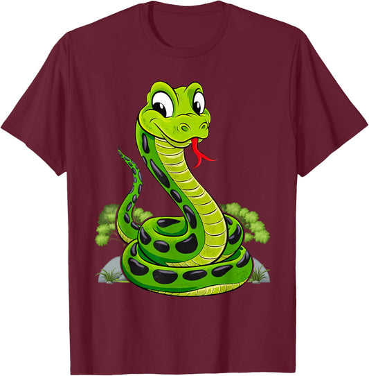 Reptile Kids Cute Snake T-Shirt - T-Shirt | Maroon