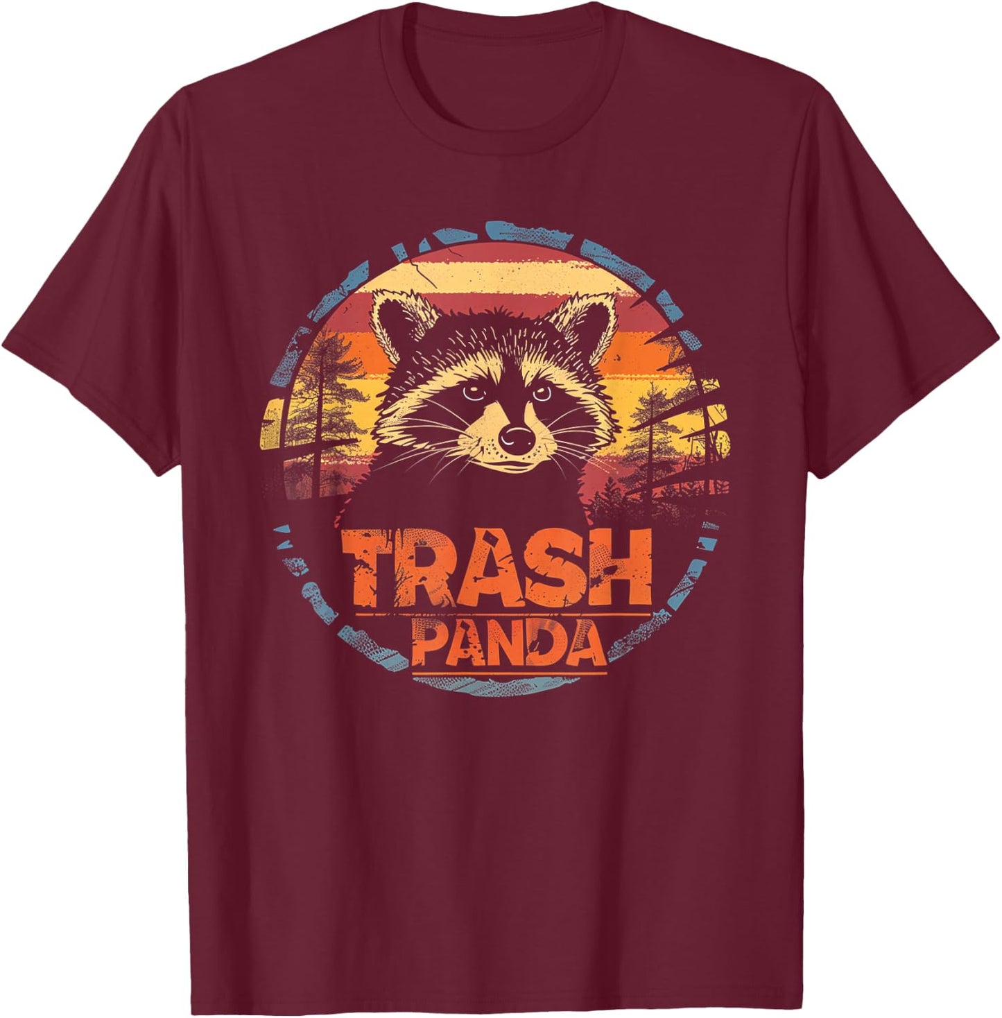 Raccoon Trash Panda - Retro 70s 80s Graphic Vintage Funny T-Shirt - T-Shirt | Maroon