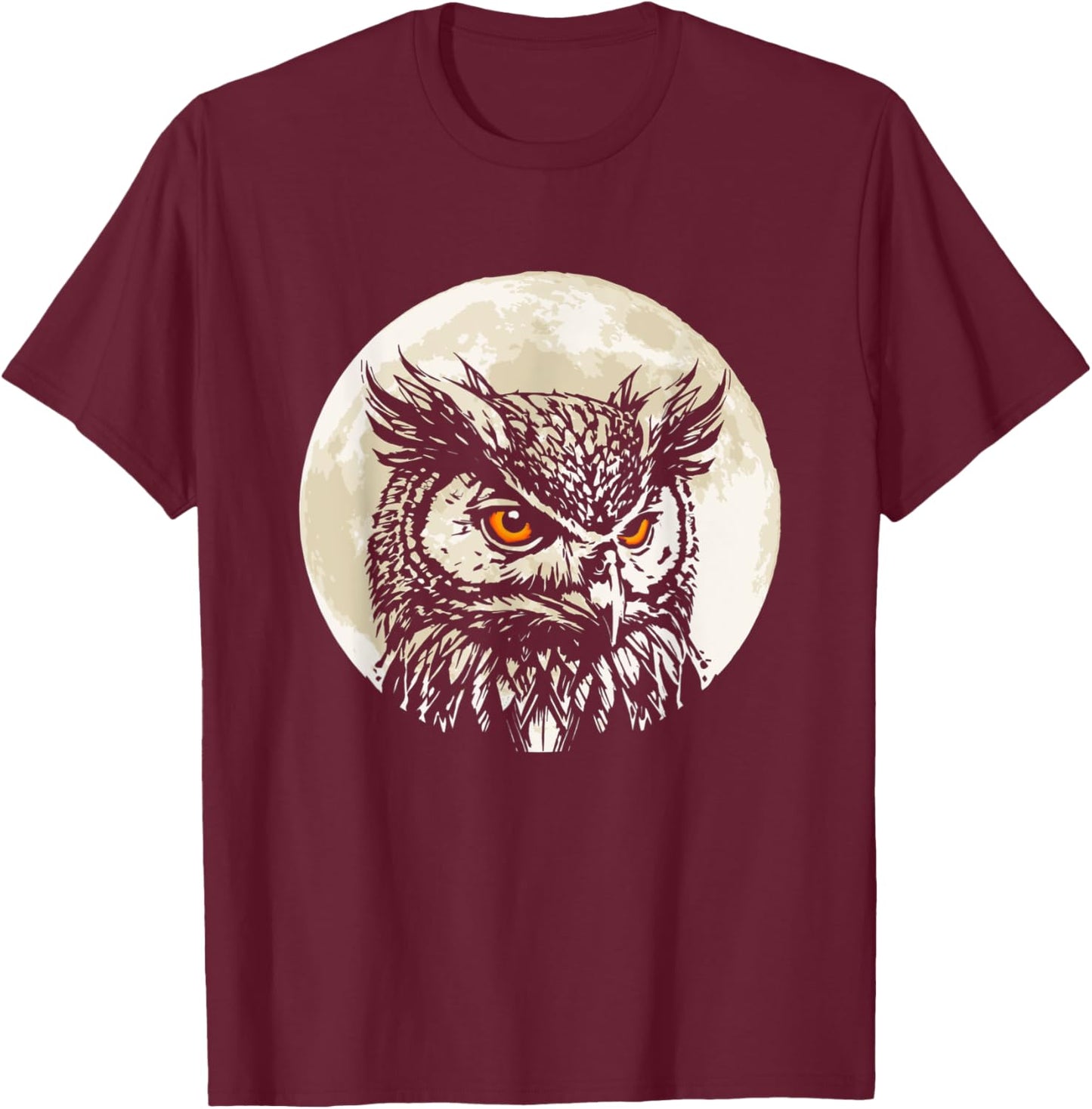Owl Forest Night Wildlife Birds Nature T-Shirt - T-Shirt | Maroon
