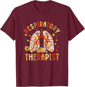 Respiratory Therapist Fall Lung Thanksgiving Pulmonologist T-Shirt - T-Shirt | Maroon