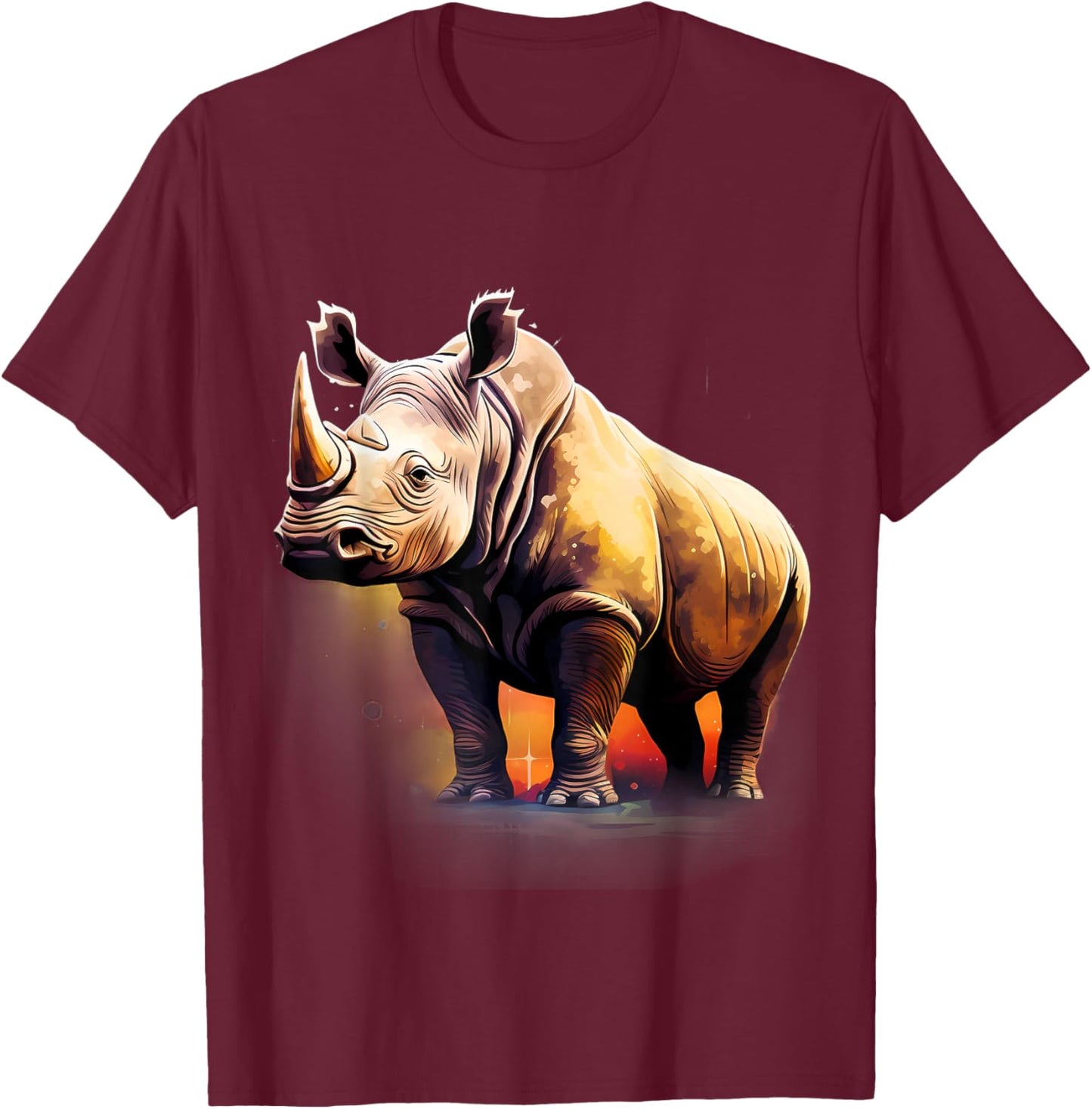 Rhino Artwork Wildlife Rhinoceros African Animal Lovers T-Shirt - T-Shirt | Maroon