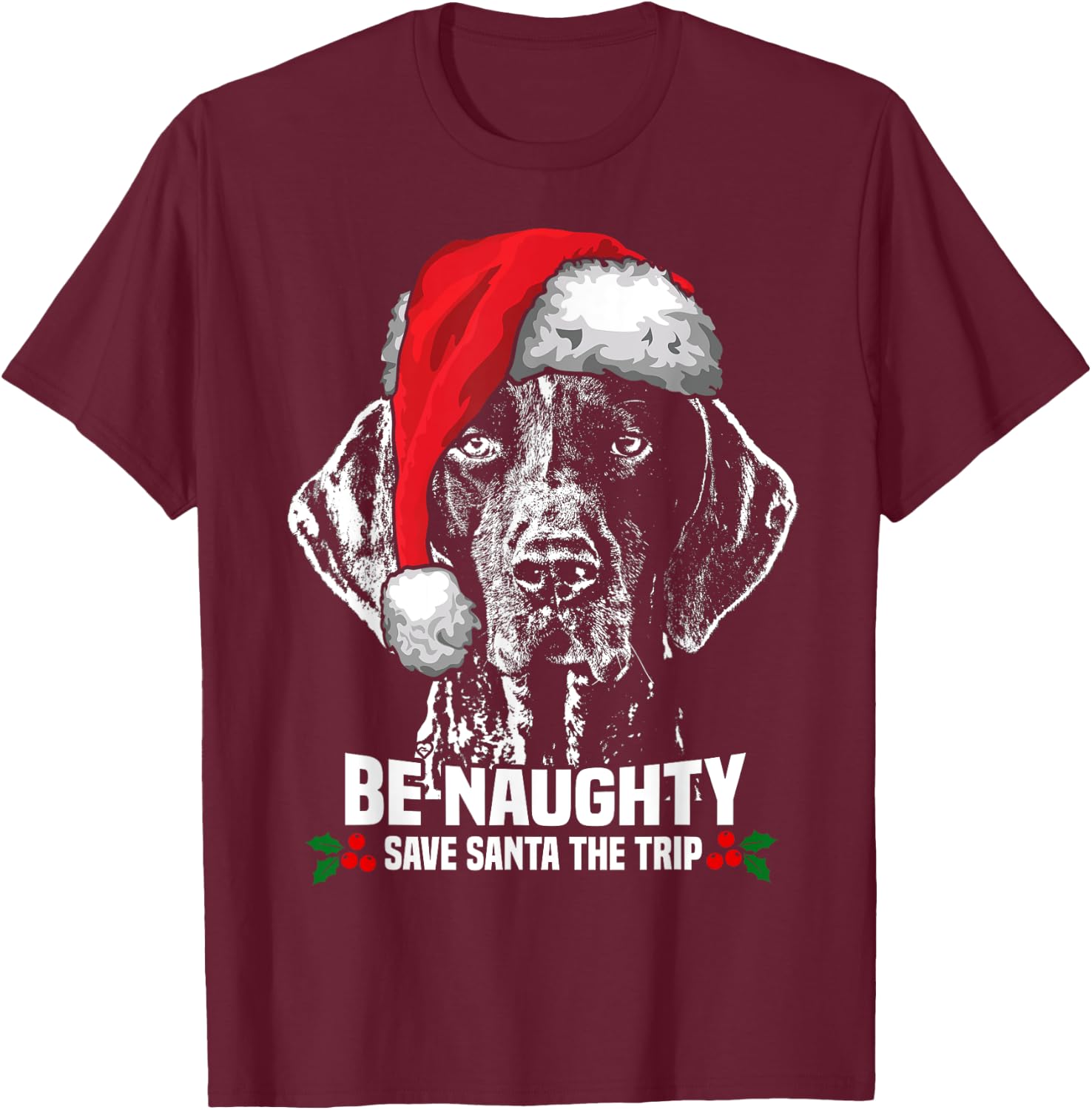 Save Santa German Shorthaired Pointer Xmas T-Shirt - T-Shirt | Maroon