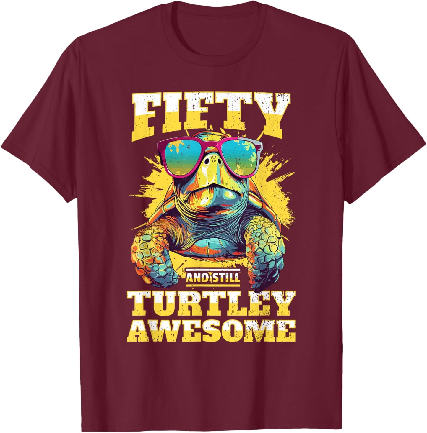Tortoise 50th Birthday Turtle Age 50 Years T-Shirt - T-Shirt | Maroon