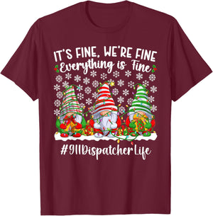 Funny 911 Dispatcher Christmas 911 Operator Xmas Party T-Shirt - T-Shirt | Maroon