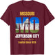 Jefferson City, State Capital of Missouri, Souvenir , -Adults, Black, Small, Short Sleeve T-Shirt - T-Shirt | Maroon