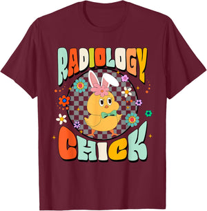 Radiology Easter Day Chick Radiologist X-ray Tech Nurse T-Shirt - T-Shirt | Maroon