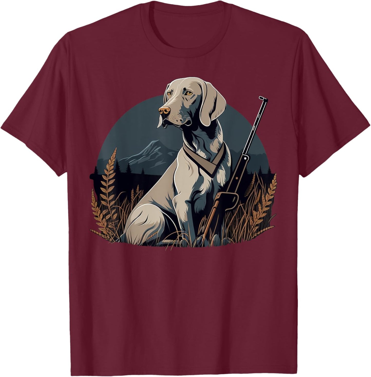 Weimaraner Hunter on Weimaraner Game Hunting T-Shirt - T-Shirt | Maroon