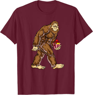 Funny Bigfoot Ice Cream Boy Funny Sasquatch Shirt T-Shirt - T-Shirt | Maroon
