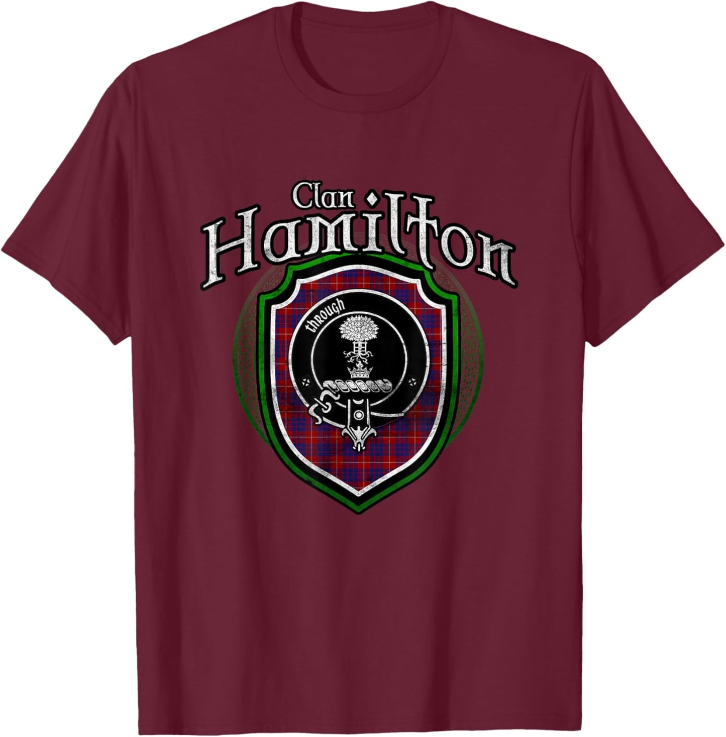 Hamilton Clan Emblem | Scottish Family Badge of the Hamilton Clan T-Shirt - T-Shirt | Maroon